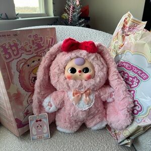 🎁🎀 Baby Three 400% Sweetheart Baby Series Plush Pink Bunny 100% Authentic